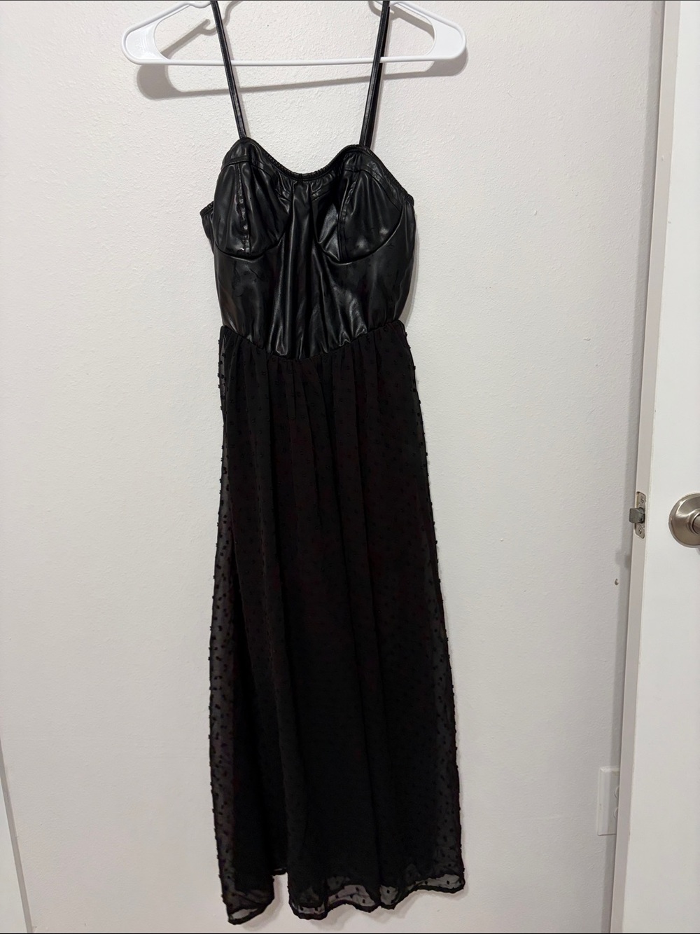 Black Faux Leather Bustier Maxi Dress - Women